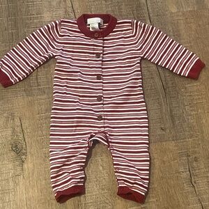 Elegant baby 12 mo Striped Red and White Kids One Piece knit romper 109% cotton